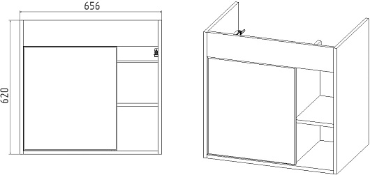 Viant Мебель для ванной Бостон 70 подвесная белая/дуб вотан – фотография-14
